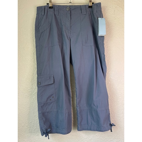 IZOD‎ Womens Blue Cotton Capri Cropped Cargo Pants Size 6 New with Tags - Picture 1 of 4